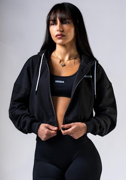 Power Relaxed Zip Hoodie Black