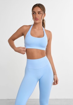 Sculpt Halterneck Sports Bra Light Blue