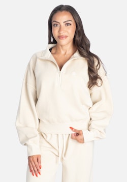 Washed Half Zip Sweater Beige