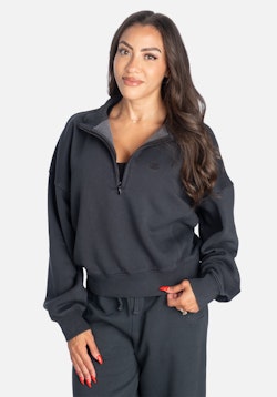 Washed Half Zip Sweater Black