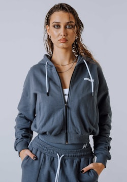 Power Relaxed Zip Hoodie Grey